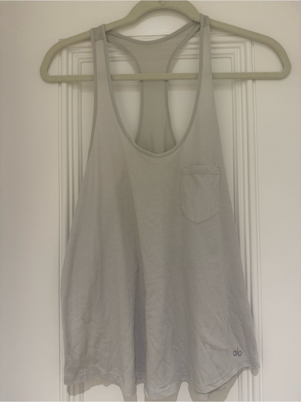 ALO Yoga Light Gray Racerback Tank with Chest Pocket